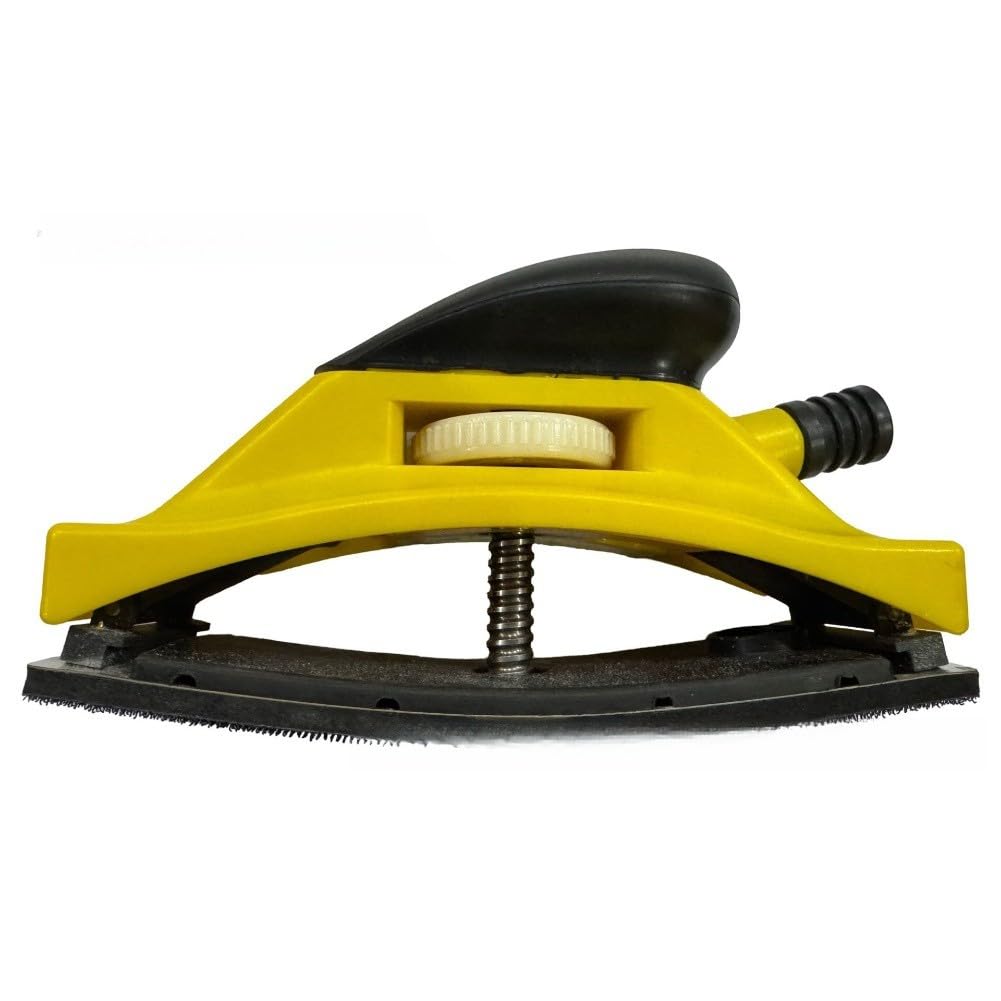 Bloque de lijado manual ajustable con puerto de extracción de polvo y mango ergonómico para restauración de pintura automotriz, amarillo