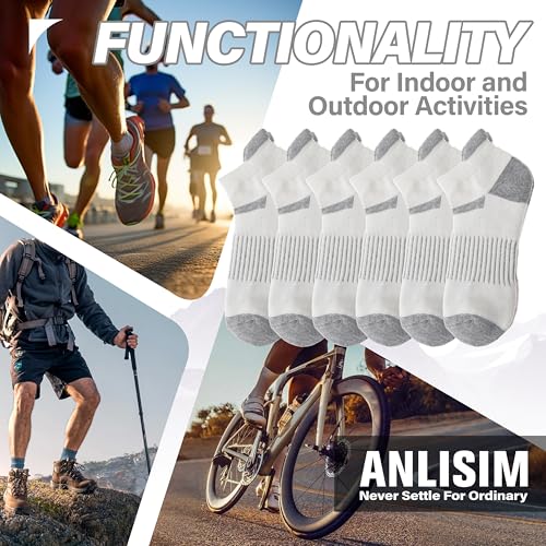 Image of 6 Pairs Merino Wool Ankle Running Hiking Socks Compression Support Breathable Thick Cushion No Show Socks for Women Men