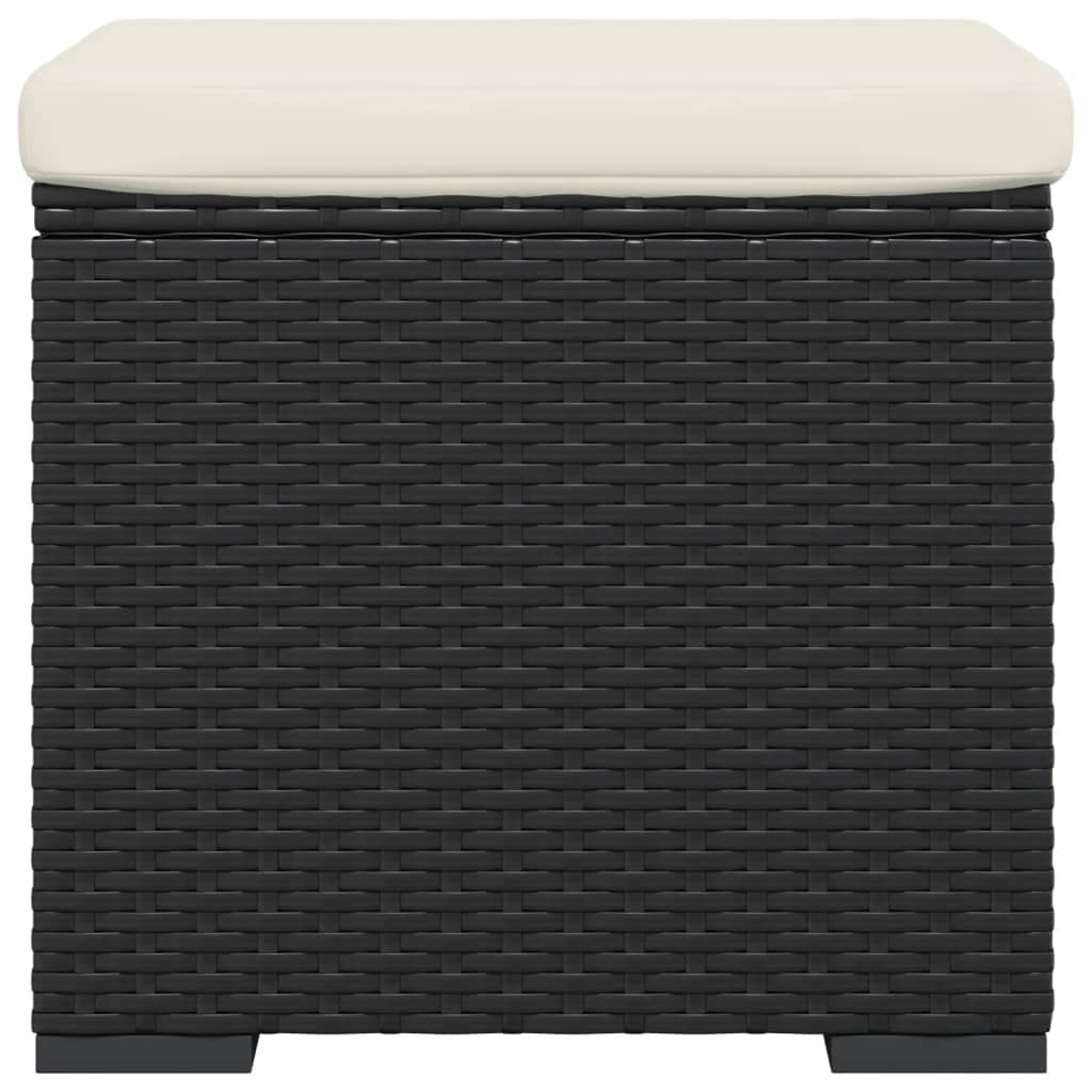 Generico Ottomana con Cuscino Nero 40x30x40 cm in Polyrattan,Mobili,Poggiapiedi-319392
