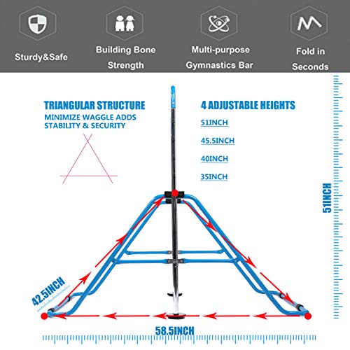 Dobests Gymnastics Bar Equipment For Home For Kids Height Adjustable Junior Training Kip Bar Uneven Bars For 3-7 Years (Blue) #TOP3