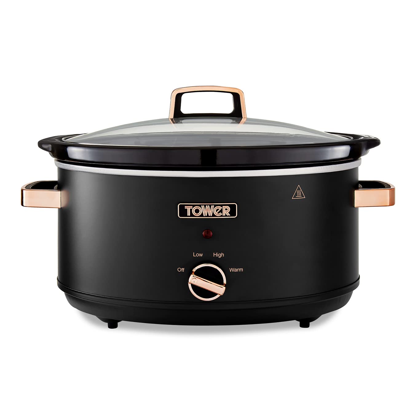 Tower Black/Gold Cavaletto 6.5 Litre Slow Cooker - & Rose 3 Heat Settings, Removable Crockpot, Cool Touch Handles, T16043blk