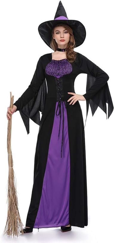 QAQBDBCKL Disfraz de Cosplay de Halloween para Mujer Vestidos de Bruja  Vintage Vestido Largo de Manga Larga 3 Piezas Vestidos Elegantes de otoño  Vintage : Amazon.es: Ropa