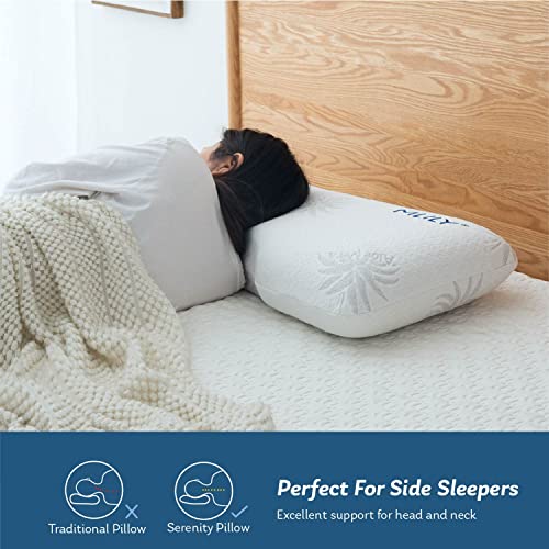 Mlily Side Sleeper Pillow, Cervical Pillow For Neck Pain, Cool Bamboo Charcoal Infused Memory Foam Pillow, Aloe Vera Skin Friendly, Medium Firm, 30X16 Inches #TOP4