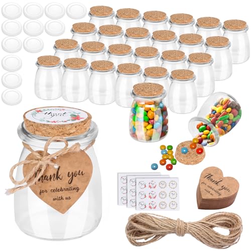 AIXIANG 30 Glass Jars with Cork Lids & Labels