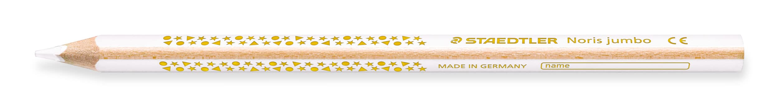 STAEDTLER Noris Jumbo Colouring Pencil, White, Increased Breaking Strength, Triangular Shape, ABS System, Attractive Star Embossing, Child-Friendly According to EN71, Made in Germany, 12 White Coloured Pencil
