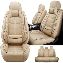 5 Seats with Lumbar Support Car Seat Cushion,for Cadillac XT5 2017-2024,Nappa Leather Car Seat Covers,Non-Slip Waterproof Seat Covers, Airbag Compatible InteriorDeluxe,Beige
