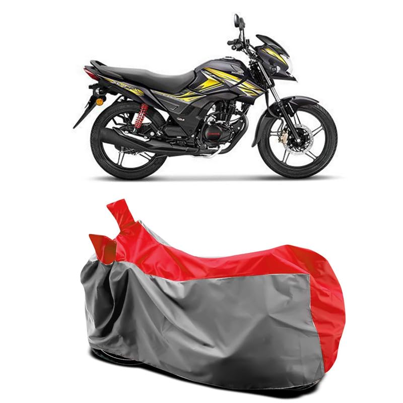 Image of DUFFEL-Two Wheeler Bike Body Cover Compatible for Cb Shine Sp Bs6 Heat Protectio /UV-Rays /Birds Dropping /DustProof /Waterproof All Variants [Gray Red]