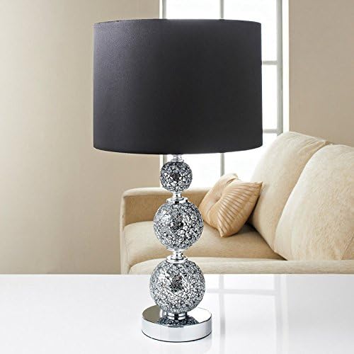New Crackle Ella Mosaic Ball Table Lamp 50cm - Black