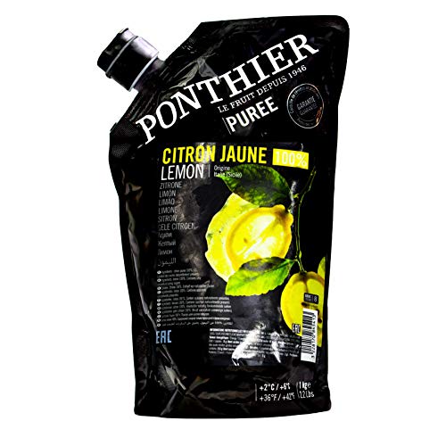 Ponthier ZITRONEN PÜREE Zitrus-Frucht-Püree 1KG für Smoothie-Bowl-Sorbet-Eis-Cocktail-Saft-Schorle aus ausgewählten Früchten höchster Qualität