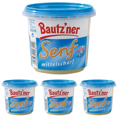 Bautz’ner Senf mittelscharf 200 ml Becher (Packung mit 4)