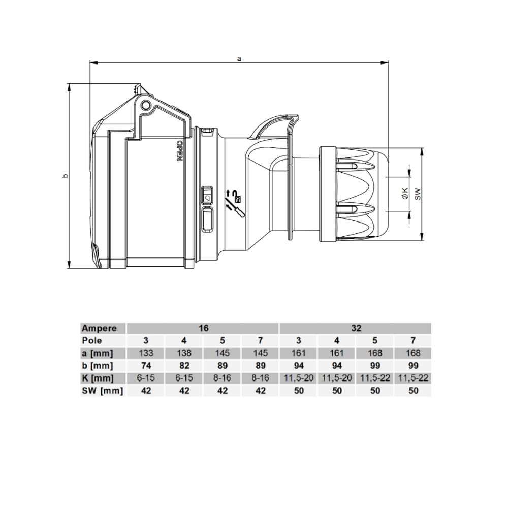 Hilark - Prolunga elettrica per tamburo H07BQ-F, 3 g2,5 mm (3 x 2,5 mm), con spina industriale CEE a 3 poli, per camper, roulotte, barca, cantiere (45 metri, arancione)