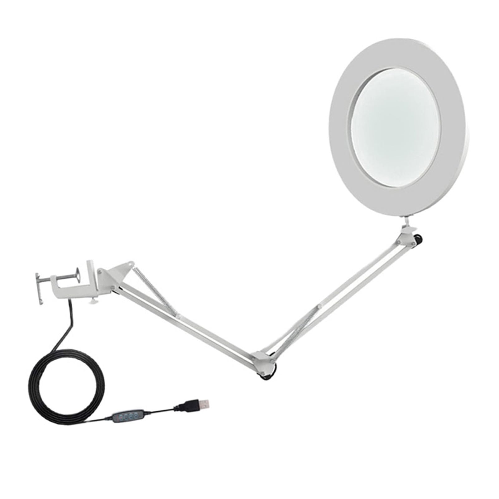 Lampada con Lente D'ingrandimento 10X con Luce LED e Braccio Flessibile per Cucito e Modellismo, Acciaio Inossidabile Resistente e Vetro, 1 unità (WHITE)
