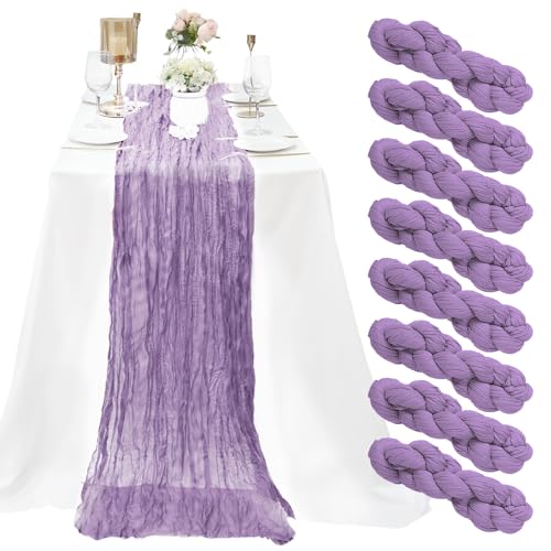 8-Pack-Lavender-Cheesecloth-Table-Runner-10Ft-Gauze-Cheese-Cloth-35x120-Inch-Boho-Table-Runner-Romantic-Table-Cloth-Long-Table-Cover-for-Wedding-Birthday-Party-Bridal-Shower-Baby-Shower-Picnic-Easter 8 Pack Lavender Cheesecloth Table Runner 10Ft Gauze Cheese Cloth 35×120 Inch Boho Table Runner Romantic Table Cloth Long Table Cover for Wedding Birthday Party Bridal Shower Baby Shower Picnic Easter