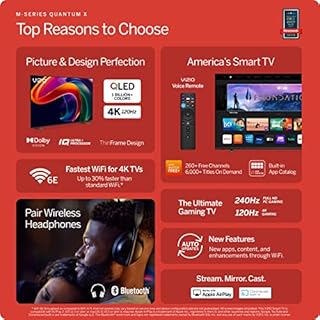 VIZIO 50" MQX Series Premium 4K 120Hz QLED HDR Smart TV with Dolby Vision 240Hz @ 1080p PC Gaming, WiFi 6E, M50QXM-K01, 2023 Model (Renewed)