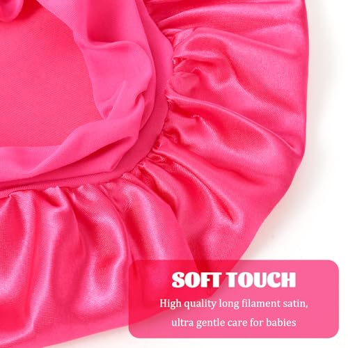 2 PCS Kids Bonnet Baby Satin Bonnet, Silk Satin Bonnets for Kids Sleeping Cap Curly Hair Wrap Elastic Wide Band Bonnets Sleep Cap for Child Toddler3