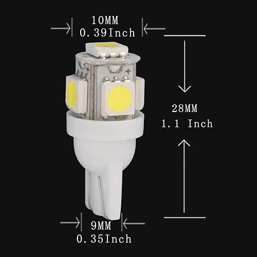 Miniatura 2 de 50 bombillas LED súper blancas T10 5050 5-SMD para interiores W5W 192 194 158 168 2825