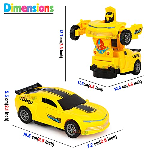 Image of Zest 4 Toyz Transforming Robot Car with Light & Sound Toy Sports Cars for Kids Robot Car for Kids Robot Toy for Boys & Girls Indoor and Outdoor Toys for 3 Year, Pack of 1 (Yellow)