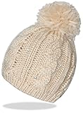 Beanie Mütze gestrickt für Damen und Mädchen mit Bommel