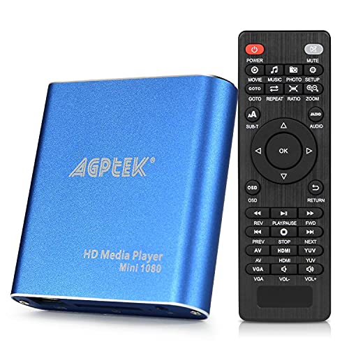 Hdmi Media Player With 2X Remote Control, Blue Mini 1080P Full-Hd Ultra Hdmi Mp4 Player For -Mkv/Rm/ Mp4 / Avi Etc- Hdd Usb Flash Drive/Hdd And Sd Card #TOP1