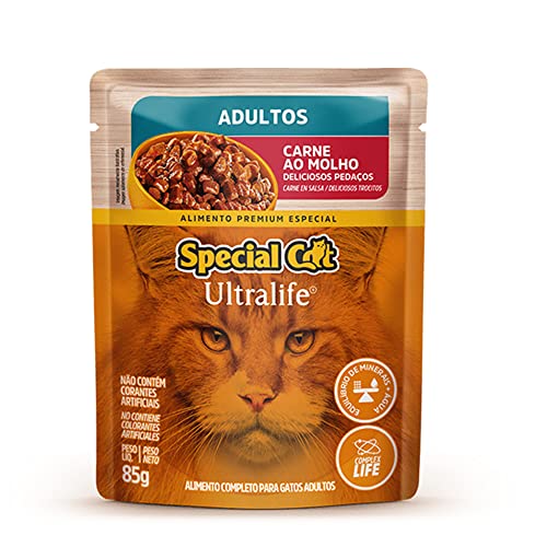 Ração Úmida Special Cat Ultralife para Gatos Adultos Sabor Carne ao Molho 85g