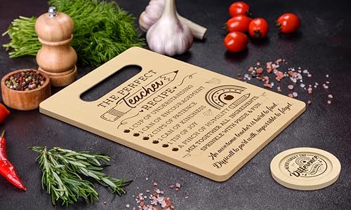 Tabla de cortar rectangular de bambú 30x20 cm con posavasos miniatura 3