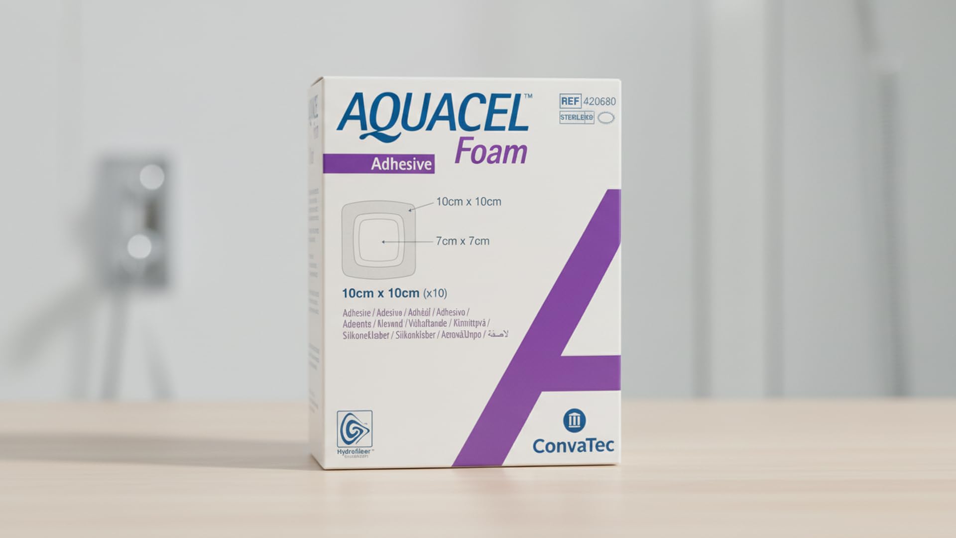 Aquacel 10x10cm, Espuma Apósito con Hidrofibra, 10 piezas
