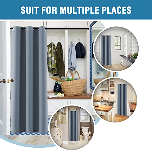 Image of H.VERSAILTEX Doorway Curtain Blackout Closet Door Curtain Room Divider Window Treatment Curtain for Bedroom Thermal Insulated Privacy Drape Soundproof Grommet, 42 x 80 inches, 1 Panel, Stone Blue