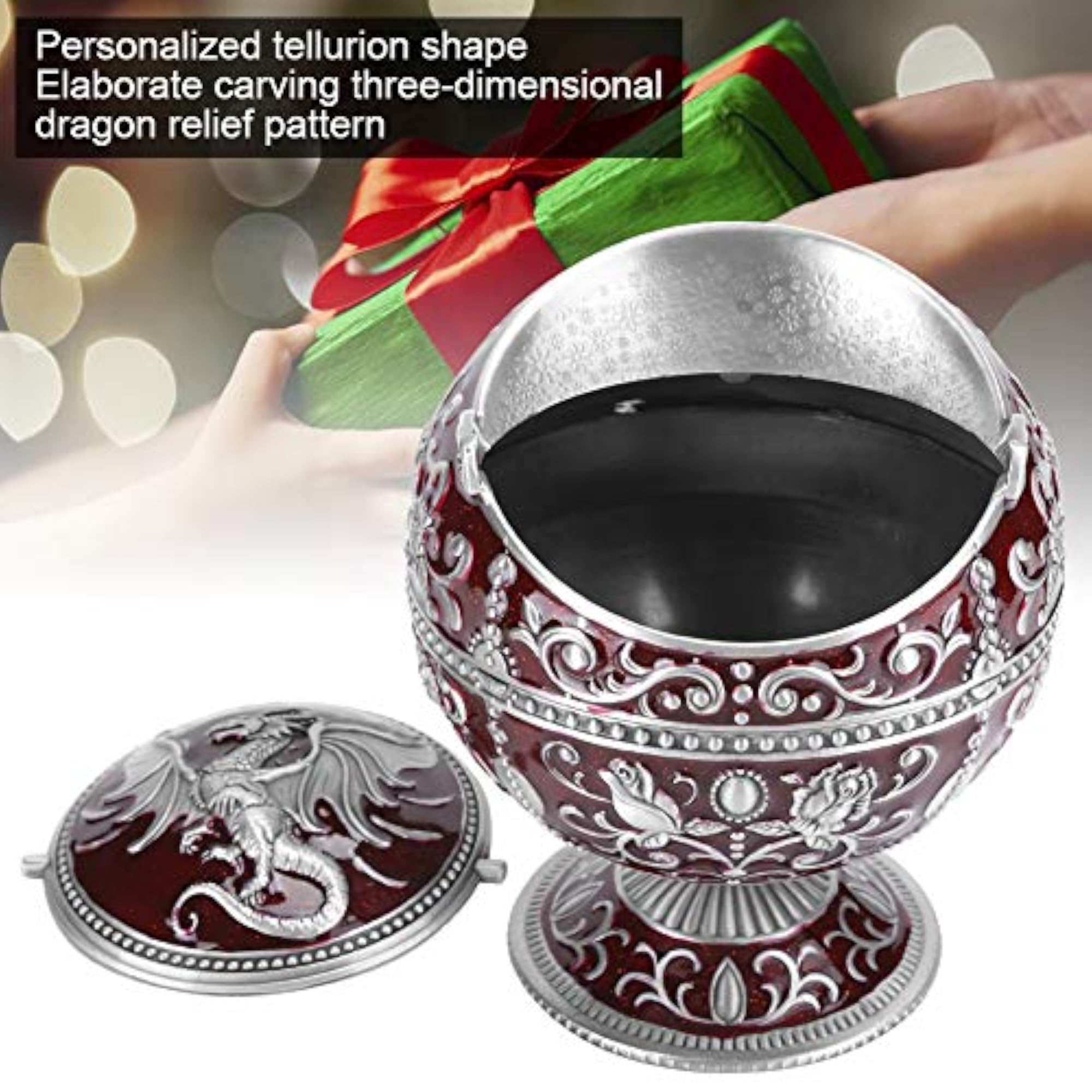 Windproof Vintage Ashtray with Three-Dimensional Dragon Relief Pattern