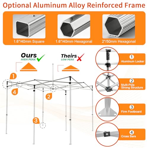 Custom 10x20 Pop Up Canopy Tent with Logo by OPPEINDDIY, Aluminum Frame,Personalized Heavy Duty Outdoor Market Shelter, for Events Vendor,Sellers,Trade Fairs,Party,Marketing & Advertising (10x20) - Image 3