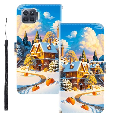 WUACYEAMING Funda para OPPO A93/Reno 4 Lite/Reno4 F,con Soporte/Ranura de Tarjeta Cubierta Premium Magnético Suporte TPU Protectora Fundas PU Cuero Flip Multifuncional Casa