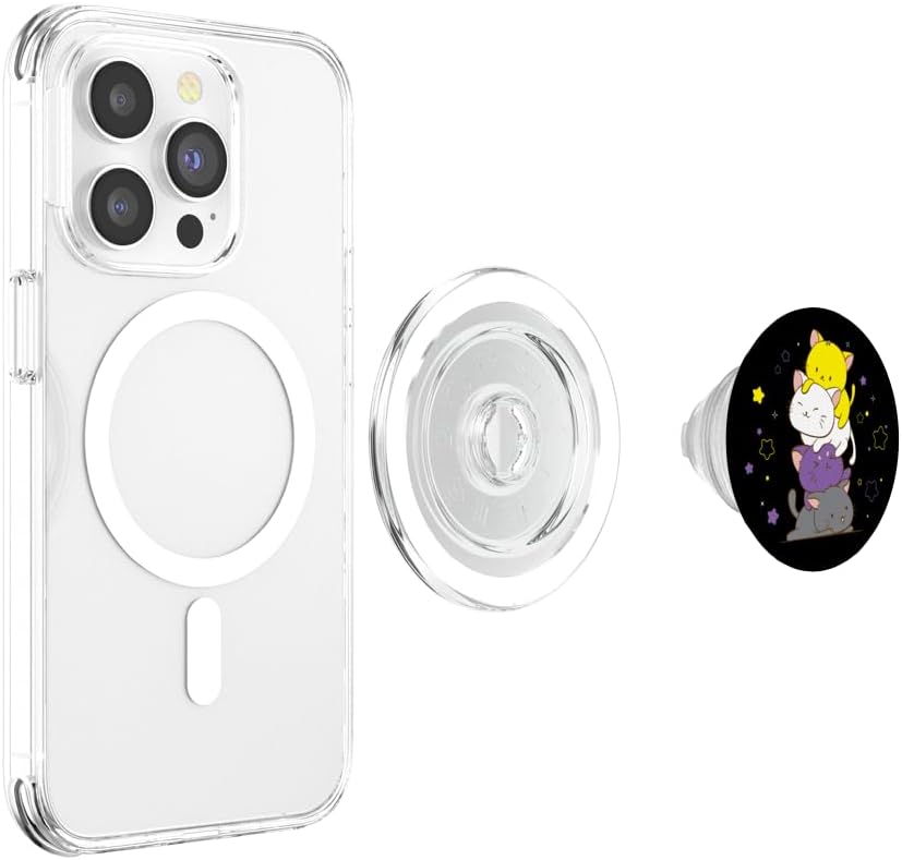 Non Binary Pride Kawaii Cat Cute Star Galaxy LGBTQ Nonbinary PopSockets PopGrip for MagSafe