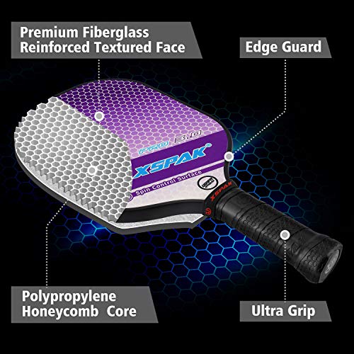 Image of 12K Carbon Fiber Pickleball Paddles, USAPA Polypropylene Honeycomb Paddle with Cushion Comfort Grip, SPIN2.0 World Champion Surface Technology Options Pickleball Racket
