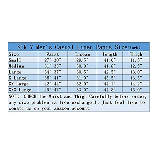 Sir7 Men's Linen Casual Lightweight Drawstrintg Elastic Waist Summer Beach Pants White S #TOP5
