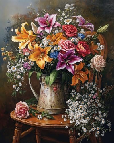 Kit broderie point de croix débutant fleurs de lys canevas 11 CT
