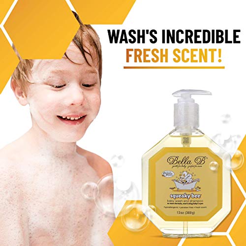 Bella B Squeaky Bee Bodywash And Shampoo 13 Oz - Baby Body Wash And Shampoo - Baby Bath Wash - Organic Body Wash - Natural Body Wash - Kids Body Wash - Organic Soap - Baby Soap - Shampoo Organic #TOP3