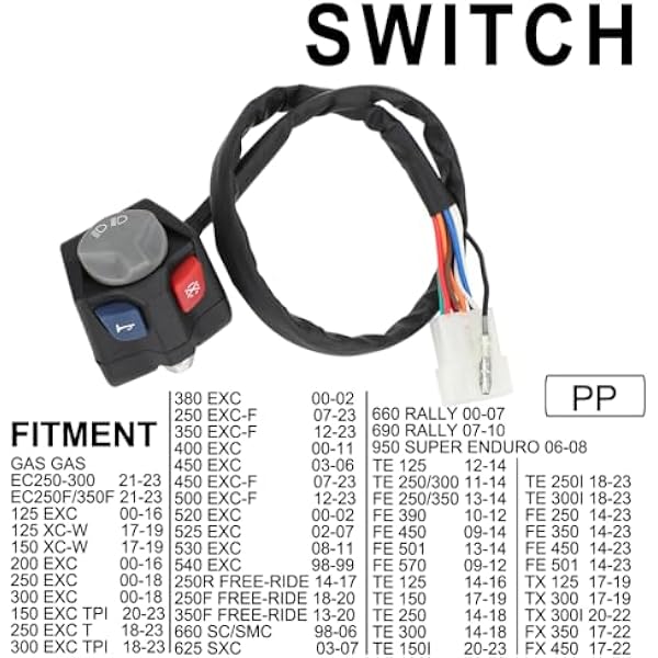 Мотоциклетный выключатель Dirt Bike Dirt Bike Kill Switch Róg 12 для моделей EXC, EC, XCW | для моделей EXC, EC, XCW, EXCF, SXC, TE, FE, TX объемом 125–950 см³, 12 В, для бездорожья, Мотоциклетный выключатель Dirt Bike Dirt Bike Kill