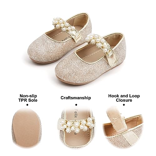 Image of Felix & Flora Toddler Flower Girl Dress Shoes - Girl Ballet Flats Party School Shoes Wedding