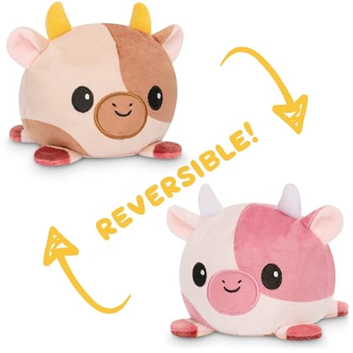 Teeturtle - The Original Reversible Cow Plushie - Chocolate + Strawberry Milk - Cute Sensory Fidget Stuffed Animals That Show Your Mood #TOP1
