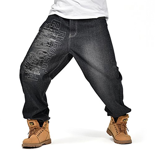 Yollmart Men's Hip Hop Embroidery Baggy Jeans Denim Pants3