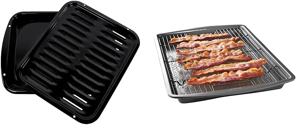 Certified Appliance Accessories SPL50016 Large 2-Piece Broiler Pan & Grill Set Porcelain-on-Steel 16-1/2"x12-3/4"x1-3/4" Broiler Pan for Oven, Black & GoodCook 15" x 10.5" Premium Nonstick