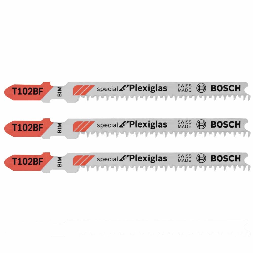 Bosch T102BF 3-Piece 2-5/8 In. 13 TPI Clean for Plexiglas Bi-Metal Jig Saw Blades