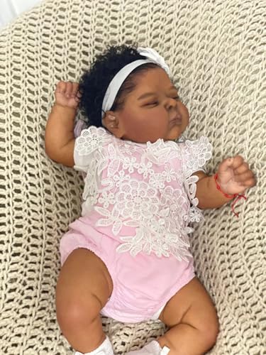 Muñeca Reborn Africano Americano 20 Pulgadas Dormida miniatura 6