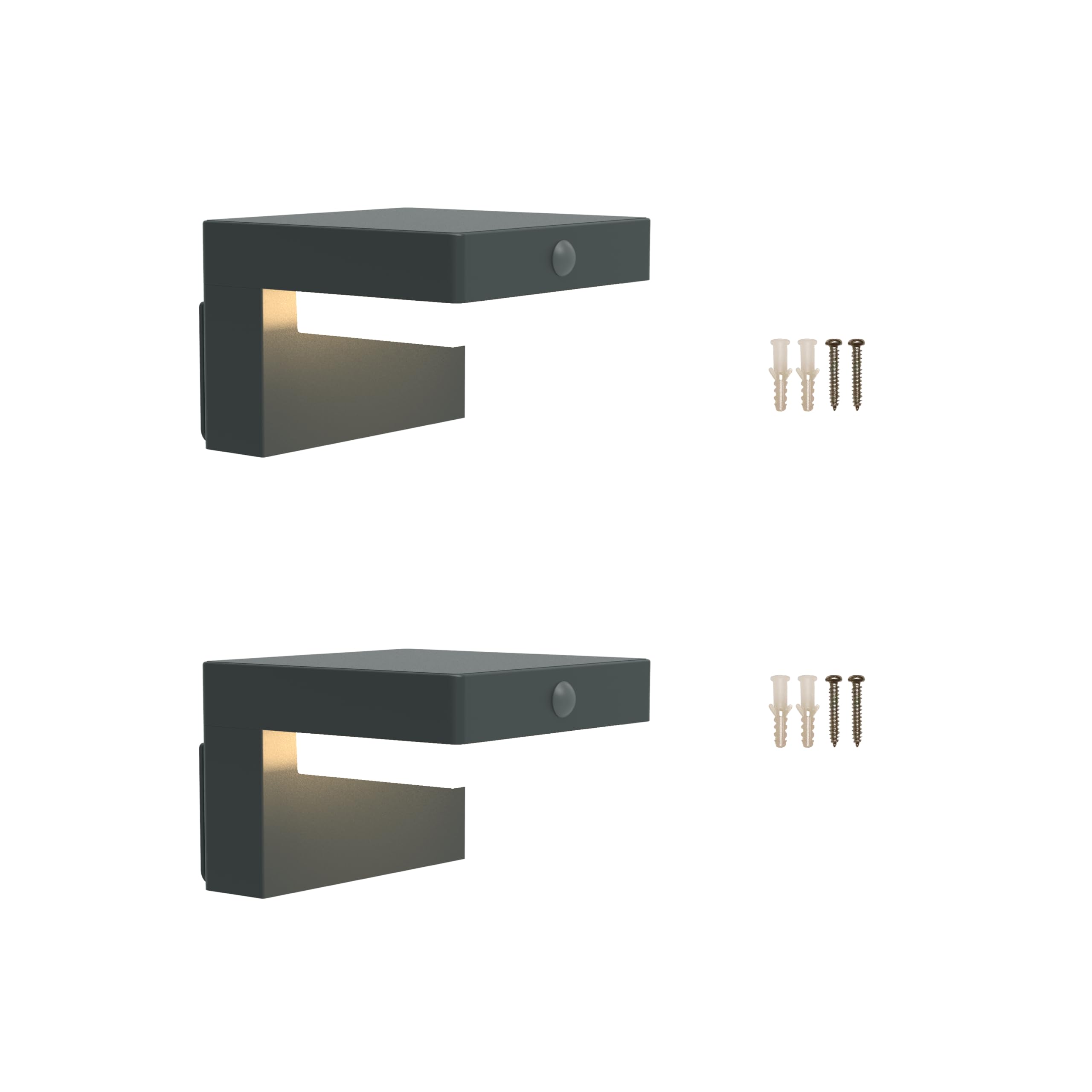 BOLD 2er Set LED Solar-Wandleuchten - Außenleuchten mit Bewegungsmelder | IP44 Wandlampen in Gun Grey für Außen - 180lm Gartenbeleuchtung mit PIR Sensor, 3000K Warmweiß, Solar & USB-C Aufladung
