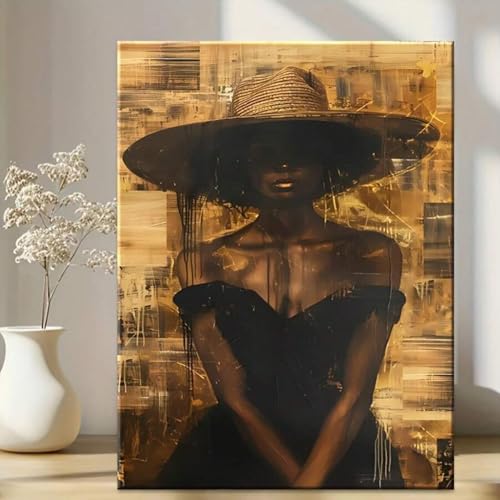 Affiche femme africaine moderne or tableau décoration murale XINBAO