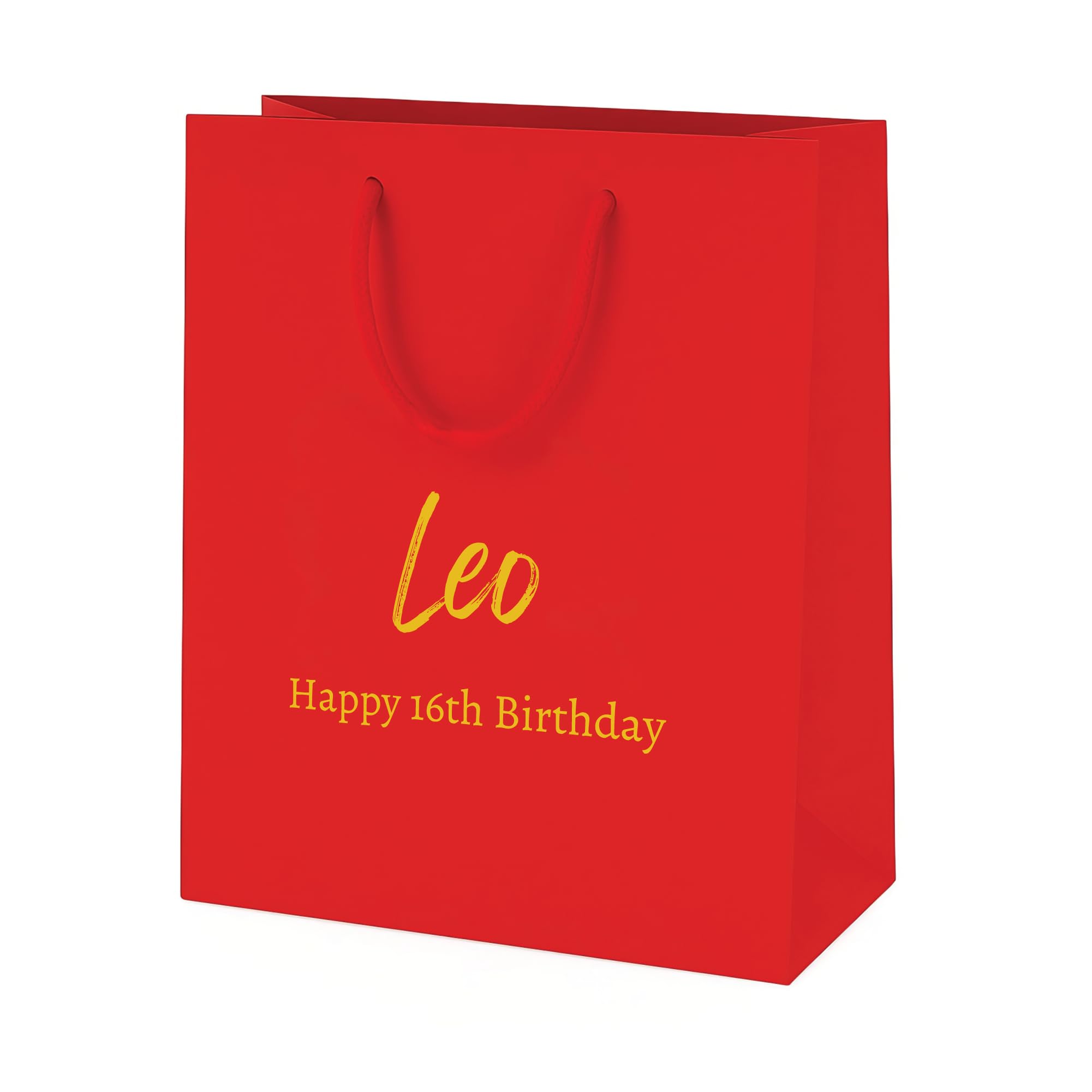 COOKIES AND KOALAS Personalised Birthday Gift Bag – Luxury Red Foil Printed Gift Bag – Small 20×24×10 cm – Custom Gold or Silver Foil Name – Reusable Birthday Gift Packaging for Him, Her or Kids