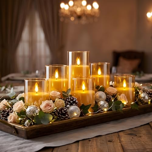 Image of NICEME Flickering Flameless Candles with Remote Timer Unbreakable Acrylic Battery Operated LED Candles with Flickering Flame 3D Wick for Romantic Ambience Home Decor Set of 3, D3 inch xH4 inch 5 inch 6 inch Amber
