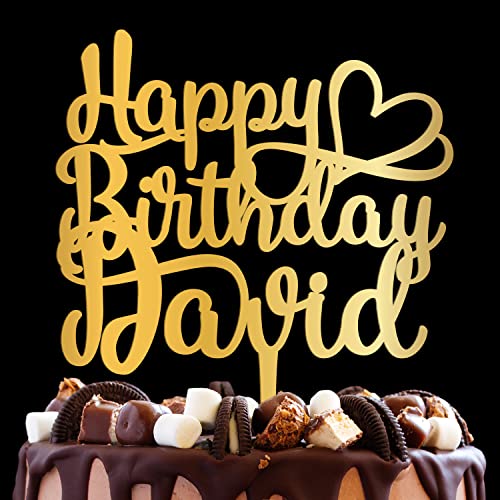 Happy Birthday Heart Personalized Name Birthday Cake Topper Customized Birthday Cake Topper With Name | Mirrored Cake Toppers