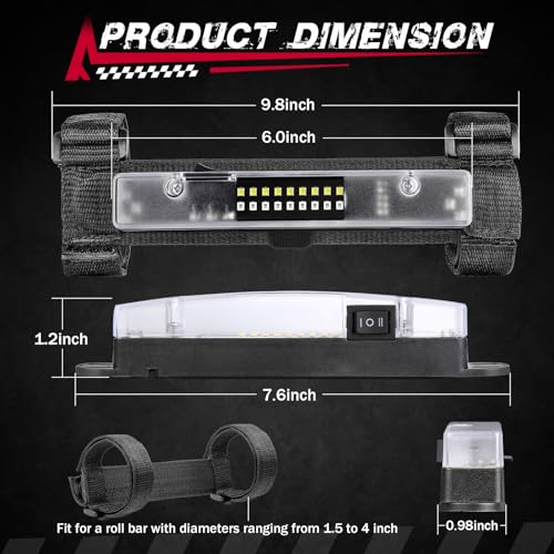 Image of UTV Interior Dome Light with Switch, FASTCHOY AUTO Roll Bar Cage Mount Dome Light Battery Powered Universal Roll Bar Mount Lights for UTV ATV Side by Side Can-Am Polaris RZR - White /Green