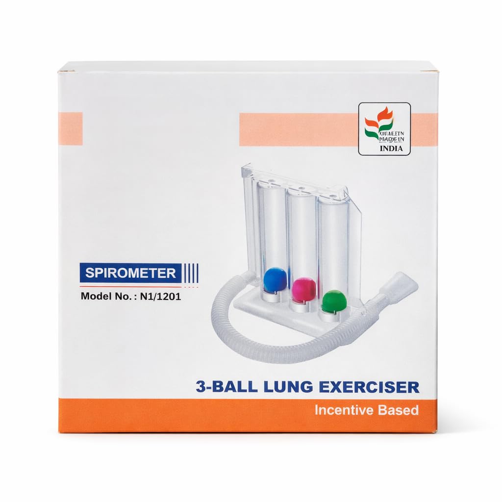 Morixa 3 Ball Spirometer for Deep Breathing Exercise | Lung Exerciser & Respiratory Trainer | Improve Lung Capacity & Breathing Strength | Breath Measurement System | Washable, Hygienic & Detachable Design | Easy to Use for Adults & Kids | Pack of 1