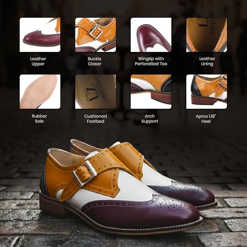 Image of LIBERTYZENO Mens Hornback Print Genuine Leather Lace Up Oxford Dress Shoes
